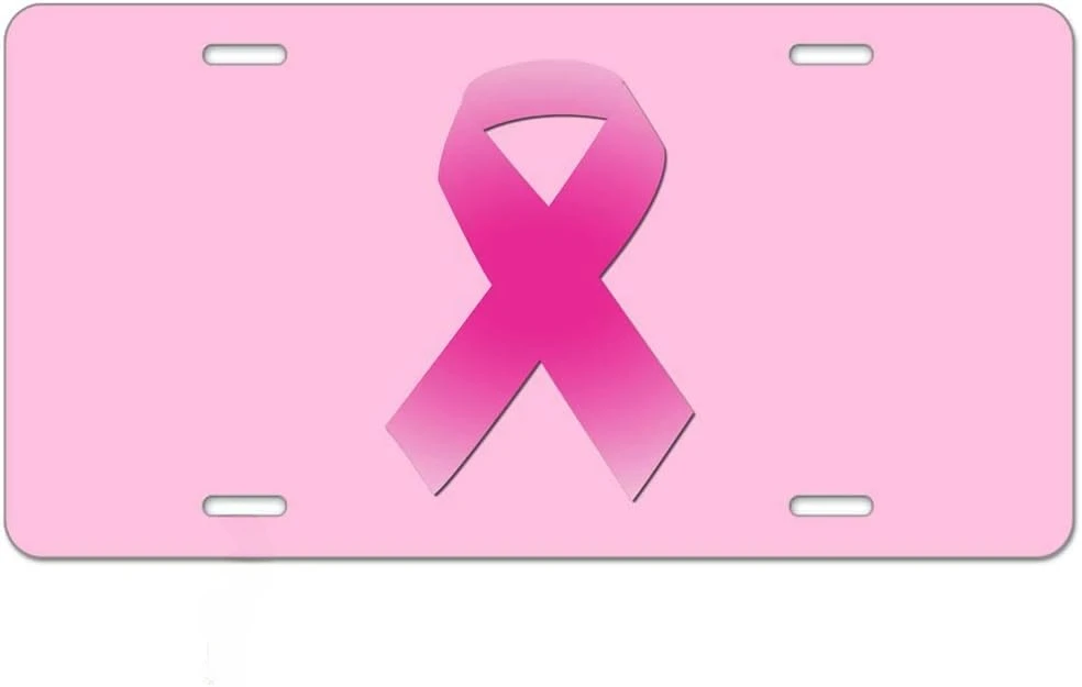 

Breast Cancer Awareness Front License Plate Cover Love Woman Care Your Body Pink Decorative License Plates for Car Aluminum