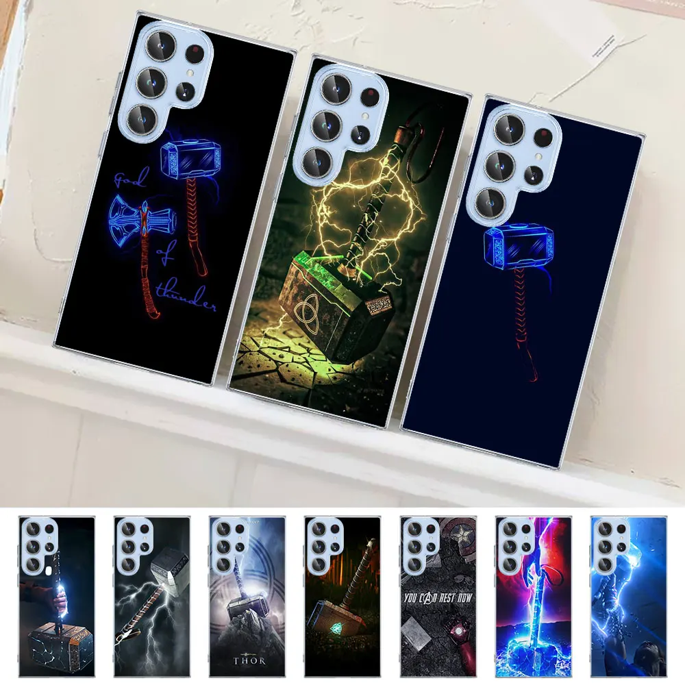 

Чехол Mjolnir с логотипом Marvel Thor для Samsung Galaxy S23 S22 Ultra S21 S20 FE S10 5G S9 S8 Plus S10e S7 Edge, мягкий чехол для телефона из ТПУ