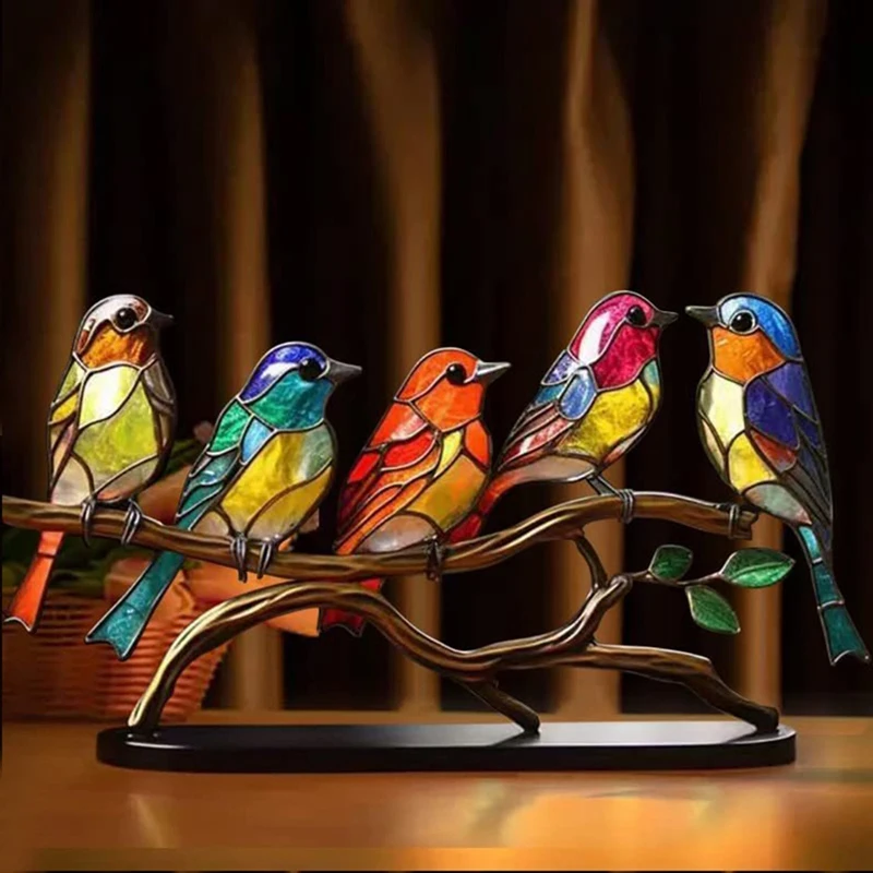 

1 PCS Home Desktop Living Room Wine Cabinet Office Colorful Exquisite Birds Series Ornaments Crafts High Guality