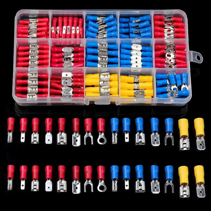 

480/300/280Pcs Assorted Spade Terminals Insulated Cable Connector Electrical Wire Crimp Butt Ring Fork Set Ring Lugs Rolled Kit