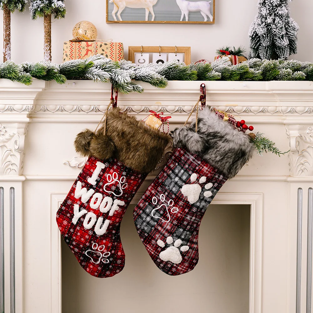 

Christmas Stocking Christmas Tree Pendant Ornaments Sack Xmas Gift Candy Bag Santa Present For New Year Navidad Natal Noel Decor
