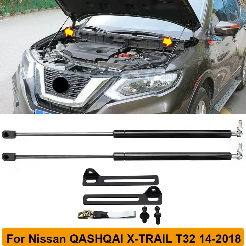 HIGH FLYING Per Qashqai J11 2015-2018 Ammortizzatori Cofano Motore Nero 2 Pezzi - 2