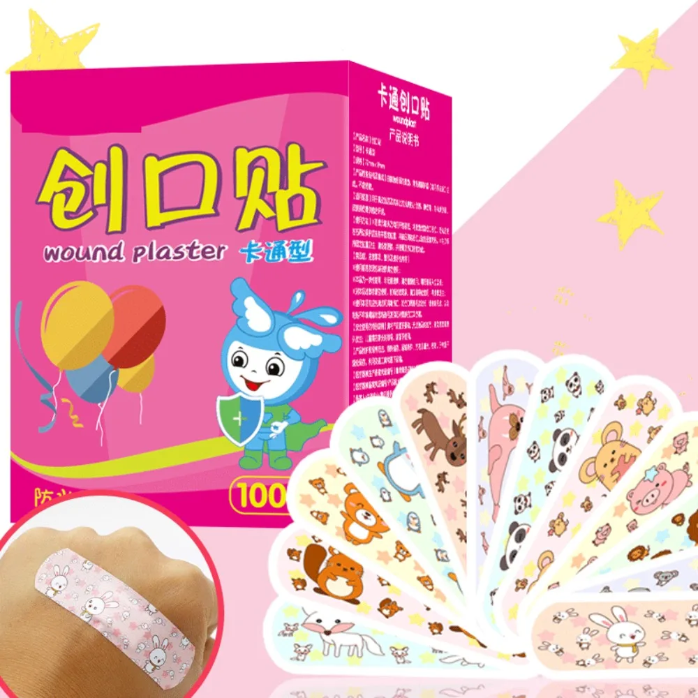 

100pcs Waterproof Cartoon Band First Aid Adhesive Bandages Breathable Skin Dressing Patch Hemostasis Emergency Kit