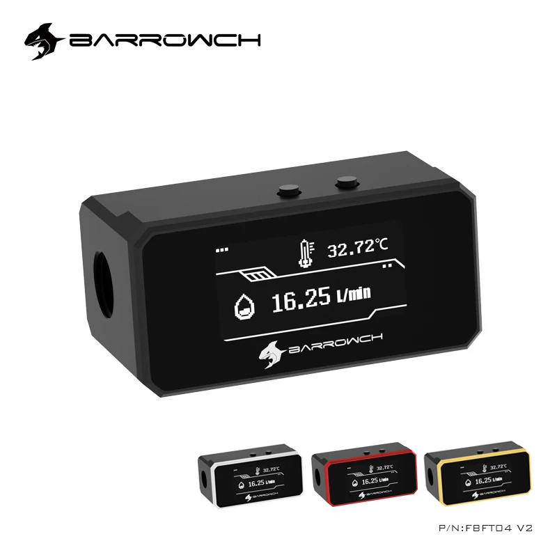 

BARROWCH PC Flow Meter, Flowmeter, Thermometer Intelligent Buzzer Protector Monitor Alarm Warning Device,FBFT04 V2