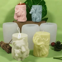 diy animal serie candle silicone mold elk bear sirius wolf horse aromatic candle making resin soap popsicle mold gift home decor