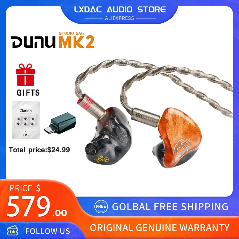 

DUNU SA6 MKII / MK2 6BA In-Ear Monitors IEMs 6 Balance Armature Drivers Earphones 2 Tuning Switch Solid Wooden Covers Headphone