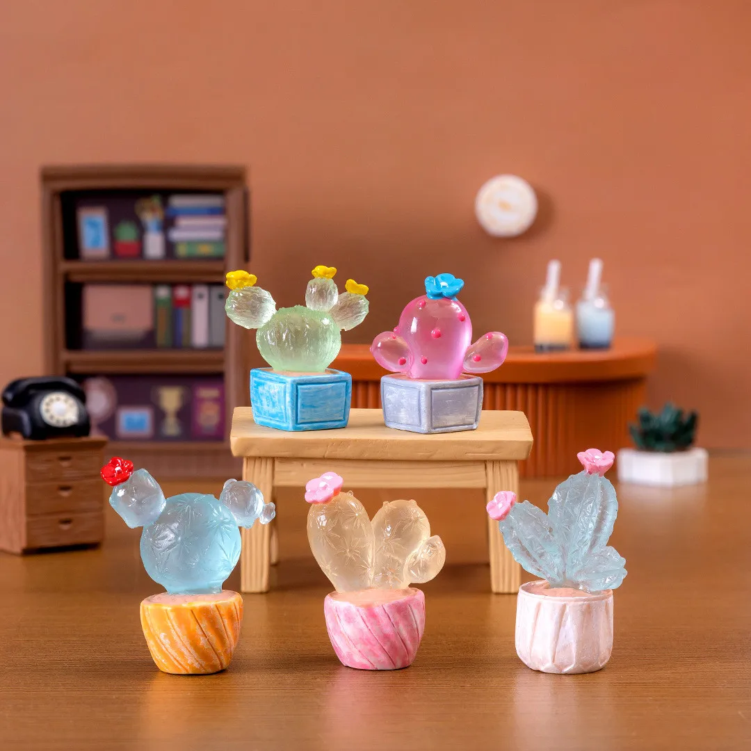 Фигурки миниатюры фосфоресцирующий искусственный кактус микроландшафтные