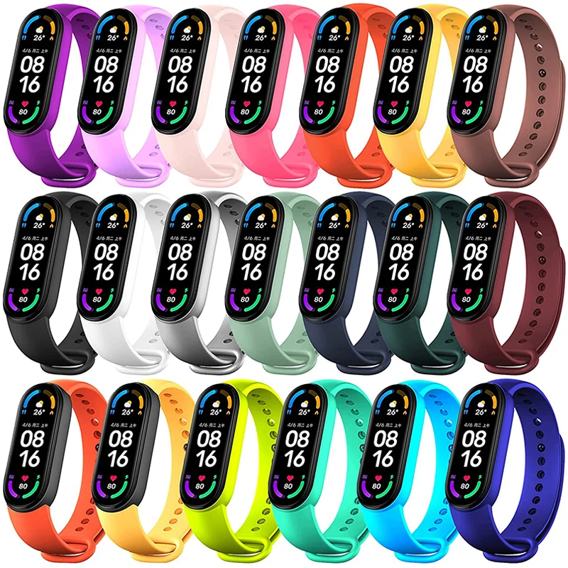 

Однотонный силиконовый спортивный ремешок для Xiaomi Mi Band 7, мягкий ремешок на запястье для mi band 5 6 7, ремешок на запястье для смарт-часов 6 7