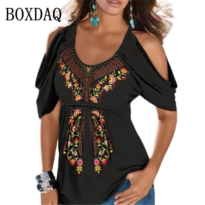 

Женская блуза с открытыми плечами, V-образным вырезом и коротким рукавом