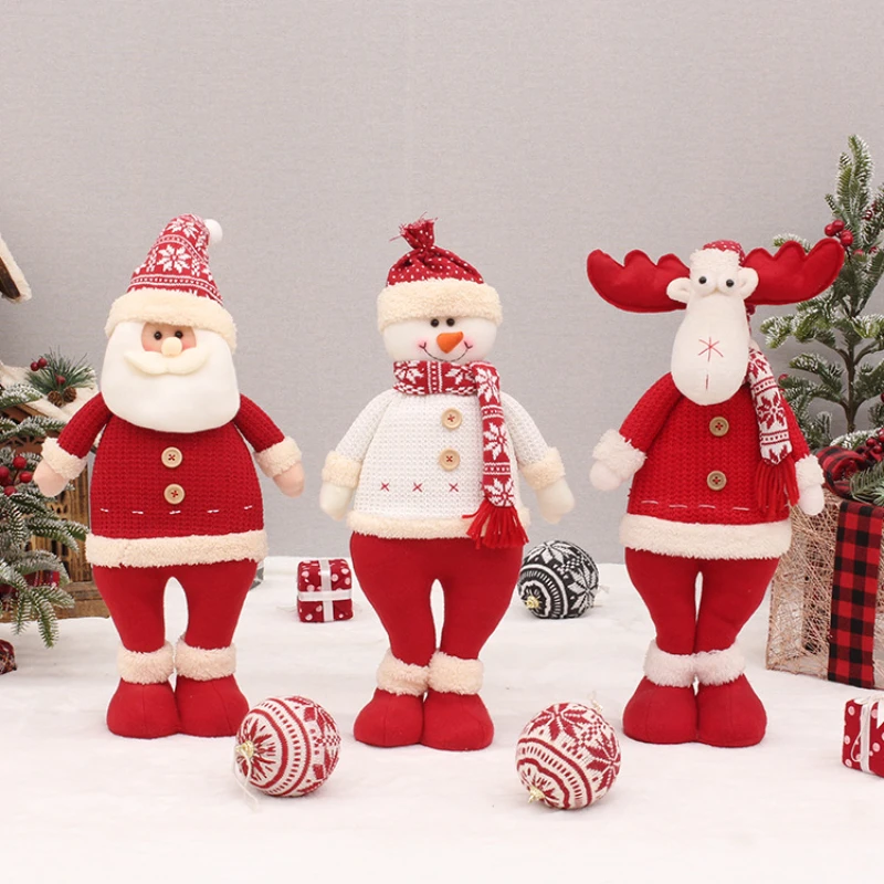 

Рождественские украшения, новогодний торговый центр, 45 см, стоячий Санта-Клаус, снеговик, лось, плюшевая кукла сувениры с узорами для детей