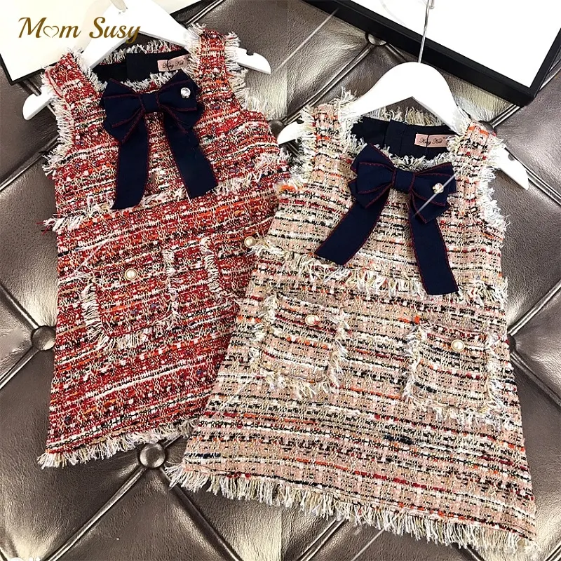 

Элегантное платье-жилет для маленьких девочек, детское платье принцессы для младенцев, весенне-осеннее праздничное бальное платье без рука...