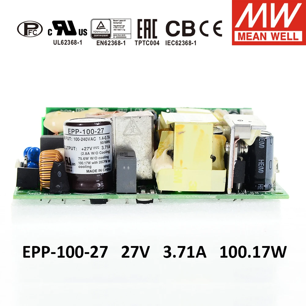 

MEAN WELL EPP-100-27 27V 3.71A 100W High Efficiency Industrial Open Frame PFC Switching Power Supply PCB Bare Board Power Unit