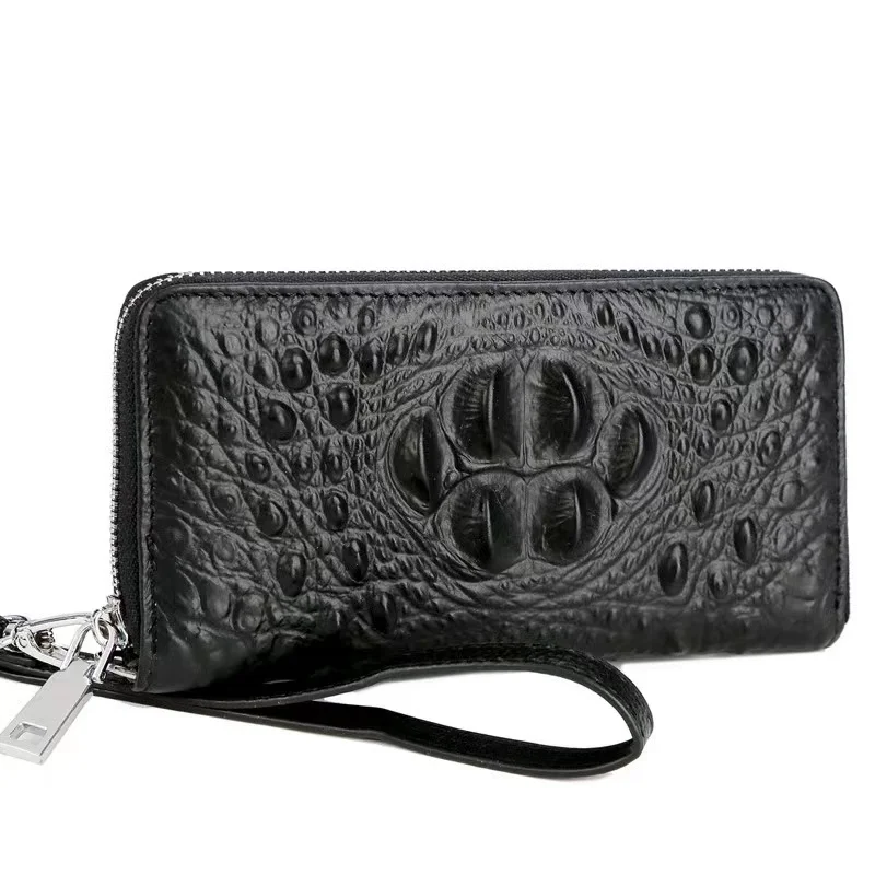 New Korean Fashion Crocodile Pattern High Quality Leather Men's Handheld Wallet Shopping Travel Multifunctional Card Bag