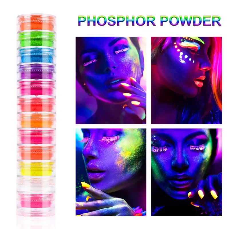 

NEW2023 Neon Pigment Powder Nail Fluorescence Gradient Glitter Shinny Dust Fluorescence DIY Nail Art Decor Manicure set