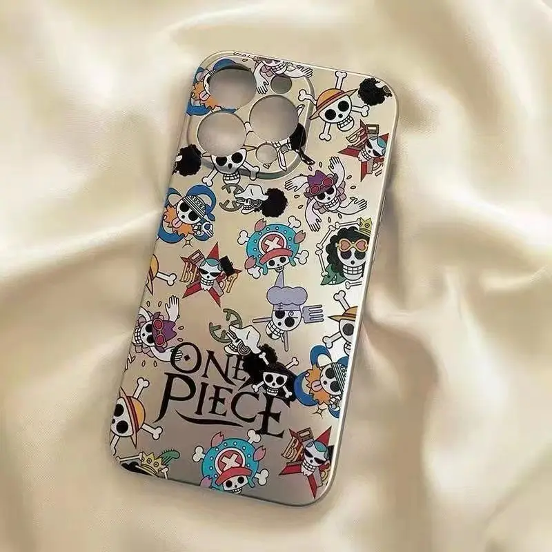 

Anime One Piece Chopper Electroplated Silver Phone Case For iPhone 15 14 13 12 11 Pro XS Max Cartoon Luxury Soft Back Cover
