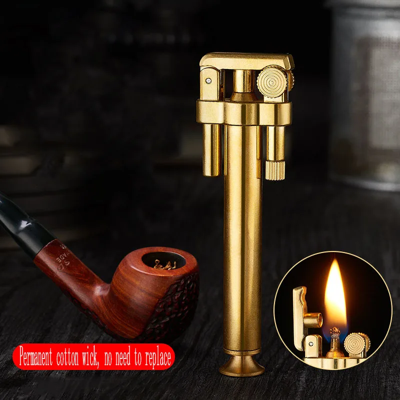 

Mechanical Structure Without Core Change Creative Grinding Wheel Kerosene Lighter Cigarette Accessories Pipe Lighter Men's Gift