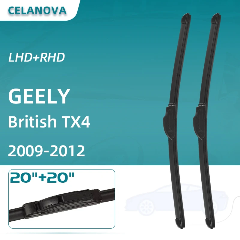 

Лезвия очистителей лобового стекла автомобиля для GEELY British TX4 2009-2012 20 дюймов + 20 дюймов, бескаркасные резиновые стеклоочистители