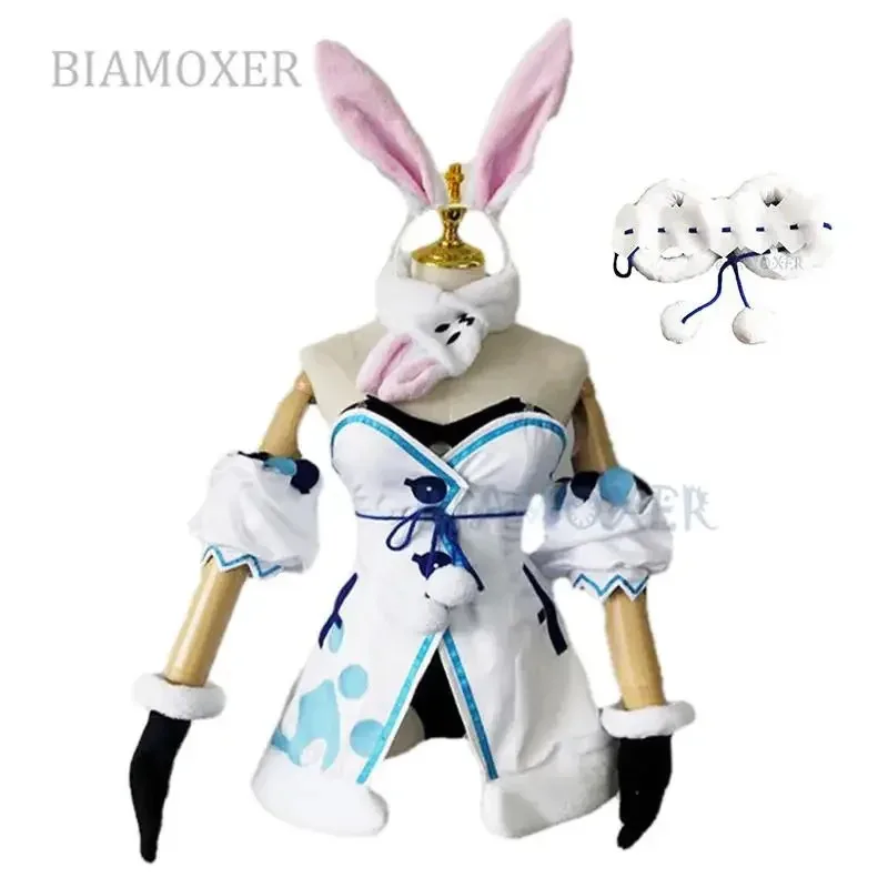 Фото NewVTuber Usada Pekora Парики Косы Hololive Fantasy Bunny Girl Уши Костюмы для косплея Хэллоуин Наряд All setb; 3's,6.e; №1