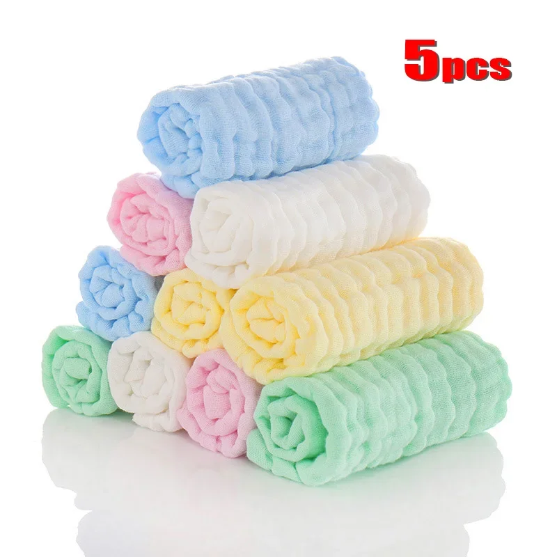 

5pcs/lot Muslin 6 Layers Cotton Soft Baby Towels Baby Face Towel Handkerchief Swimming Feeding Face Washcloth Wipe Burp Cloths