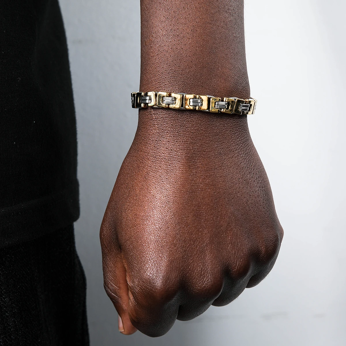 

US7 8mm Byzantin Chain Bracelet for Men Gold Silver color Stainless Steel Chain Women Trendy Wrist On the Hand Jewelry Gifts