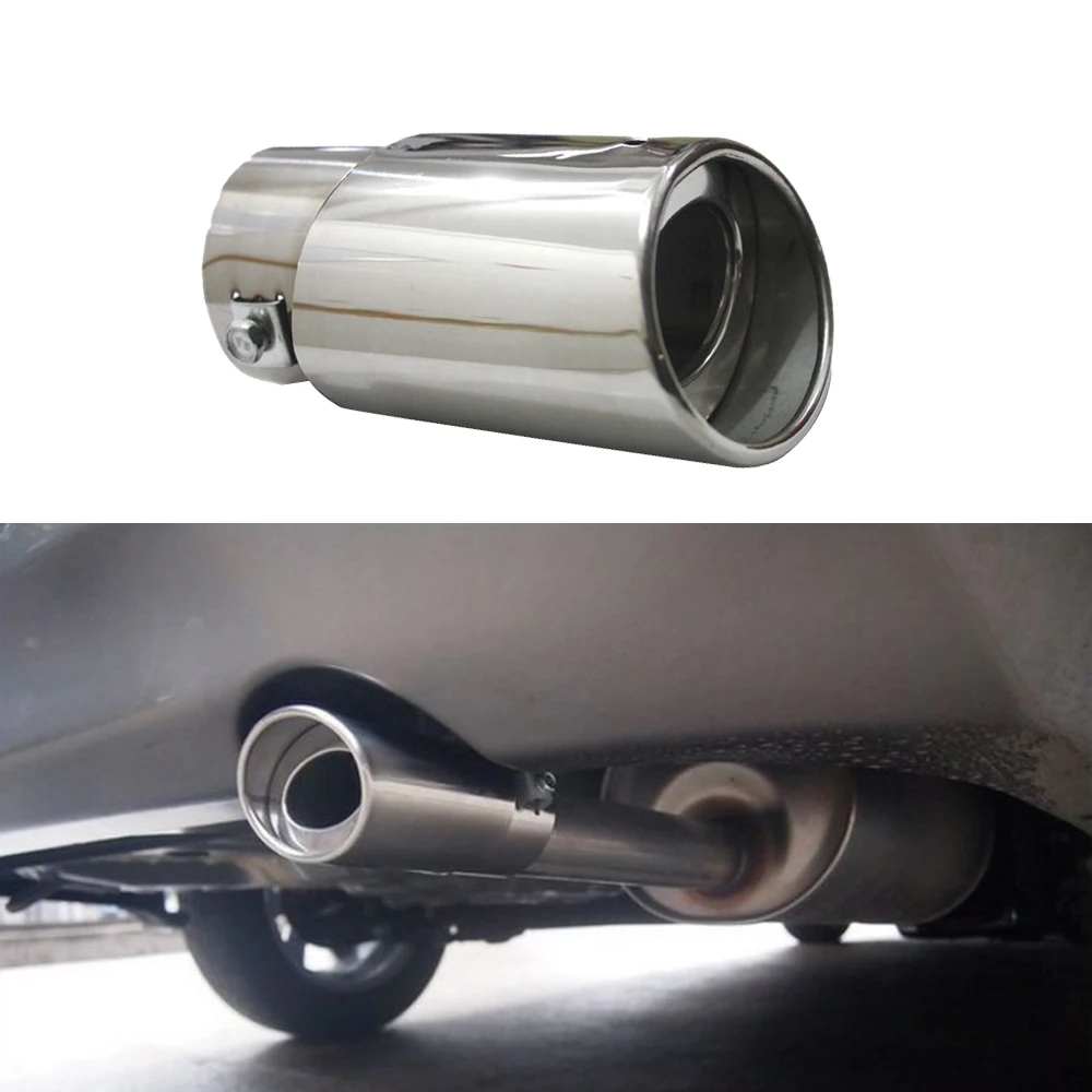 

Car Tail Throat Pipe Exhaust Pipe Muffler Modified Stainless Steel Tail Throat Modified Exhaust Systems Tip Exhaust Tip Silver