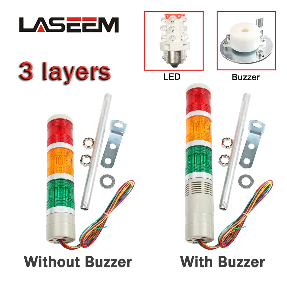 

12 В 24 В 220 В 110 В Красный Зеленый Желтый Промышленная Башня Сигнальная Сигнальная Лампа LTA-502 Индикаторная Лампа постоянного света Светодиодный