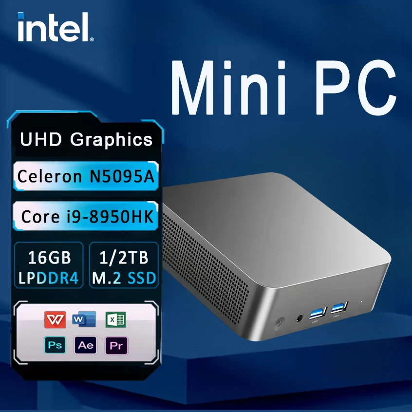 Фото Мини-ПК Intel Core i9 8950HK Celeron N5095A Карманный компьютер с Windows 11 16 ГБ DDR4 2 ТБ SSD Геймерский настольный ПК WiFi 6 Игровой компьютер №1