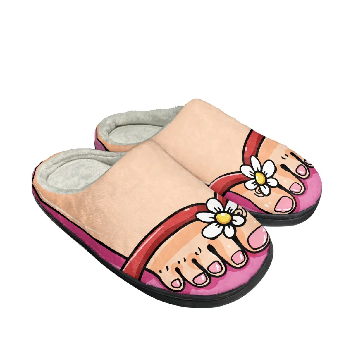 

Fashion Funny Toes Flower Flip Flops Pattern Cartoon Warm Unisex Shoes Indoor Comfortable Cotton Slippers Casual Soft Slipper