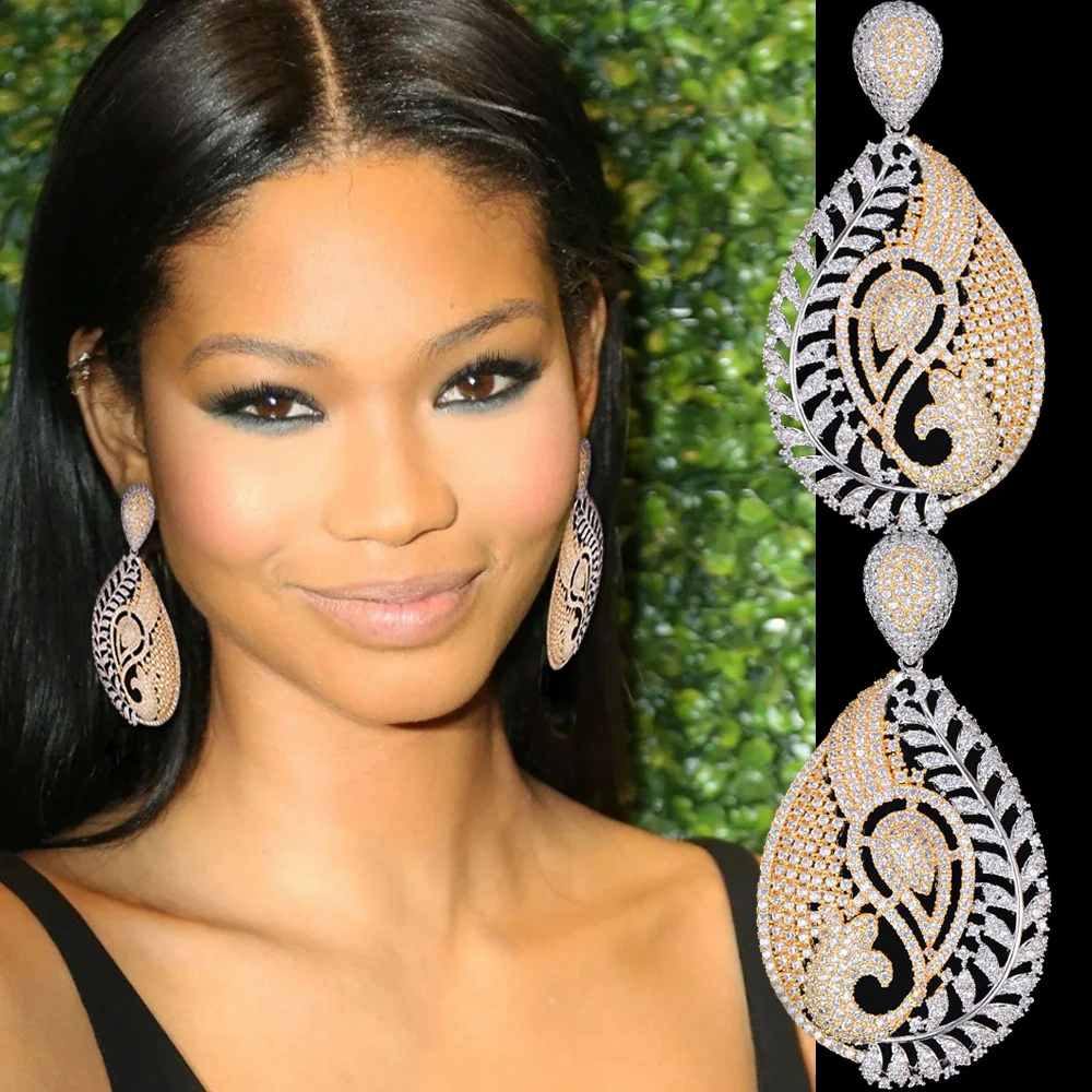 

Missvikki High Quality Wedding Special Earrings Super Design Long Drop Earring Jewelry For Women Wedding Engagement Party New