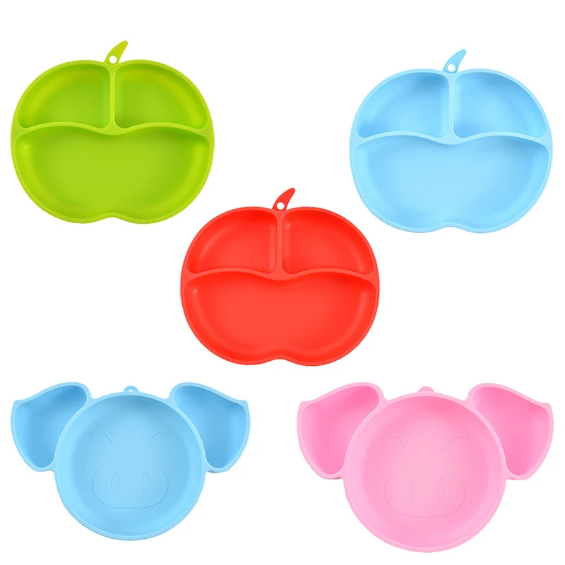 Baby Sucker Plates Bpa Free Silicone Baby's Food Container Infant Cute Snacks Storage Box Children Dishes Kids Tableware Plate