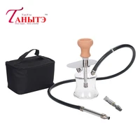 portable hookah set travel glass shisha with handbag stainless clip fitting hose bowl narguile sheesha accessories suit for bar