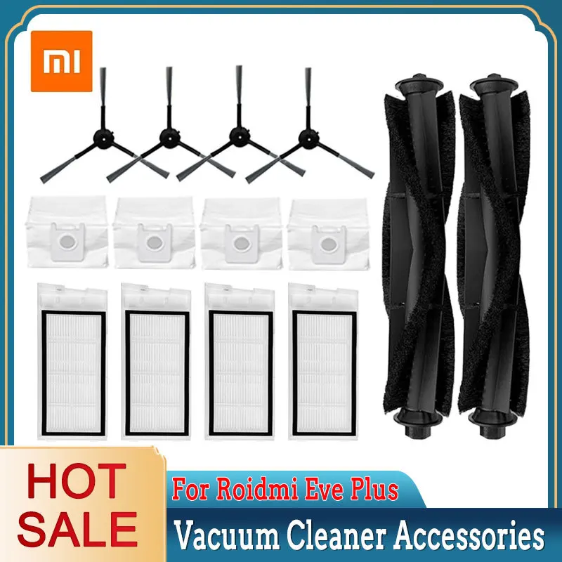 

Hepa Filter for Xiaomi Roidmi Eve Plus Mop Cloth Main Side Brush Dust Collector Bags Robot Vacuum Cleaner Accessories for Home