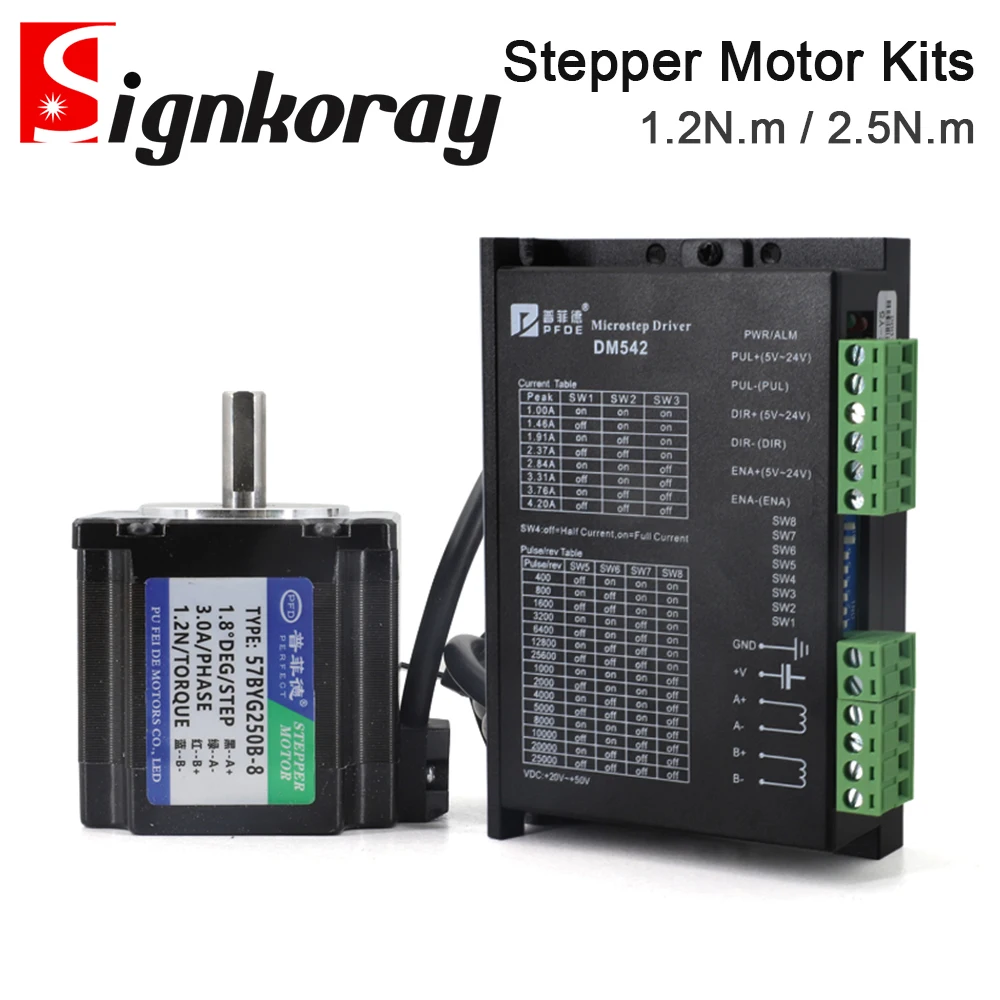 SignkoRay 1.2N.m 2.5N.m набор шаговых двигателей, диаметр вала 6,35 мм 8 мм DM542 + 57BYG250B/D