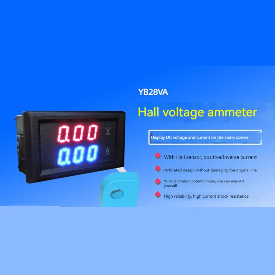 Цифровой дисплей YB28VA Hall DC вольтметр измеритель тока головка светодиодный