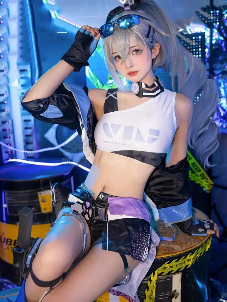 Honkai: Star Rail Silver Wolf Косплей Костюм Парик Игровая форма Очки Серьги Stellaron Hunters Хакер