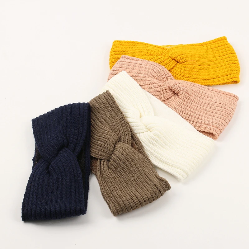 

Autumn Winter Thicken Knitted Woolen Headband for Women Soft Plush Lined Hairband Headwrap Turban Keep warm Hair Accessories