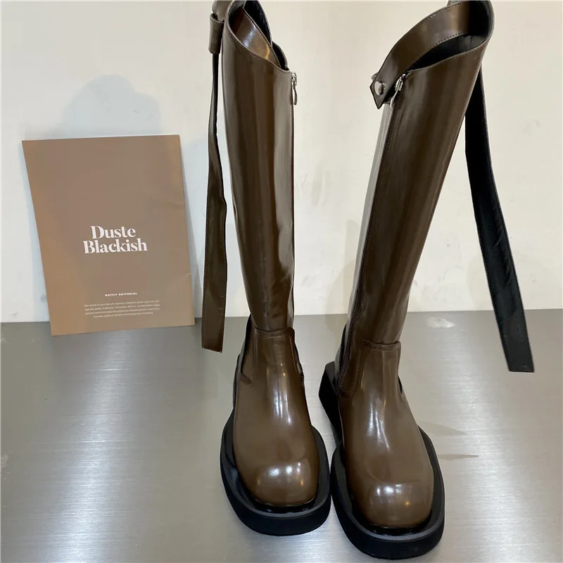 Long Boots Women's New Square Head Thin Boots In Autumn And Winter 2022  Thick Heel Cavalry Boots  Knee High Boots