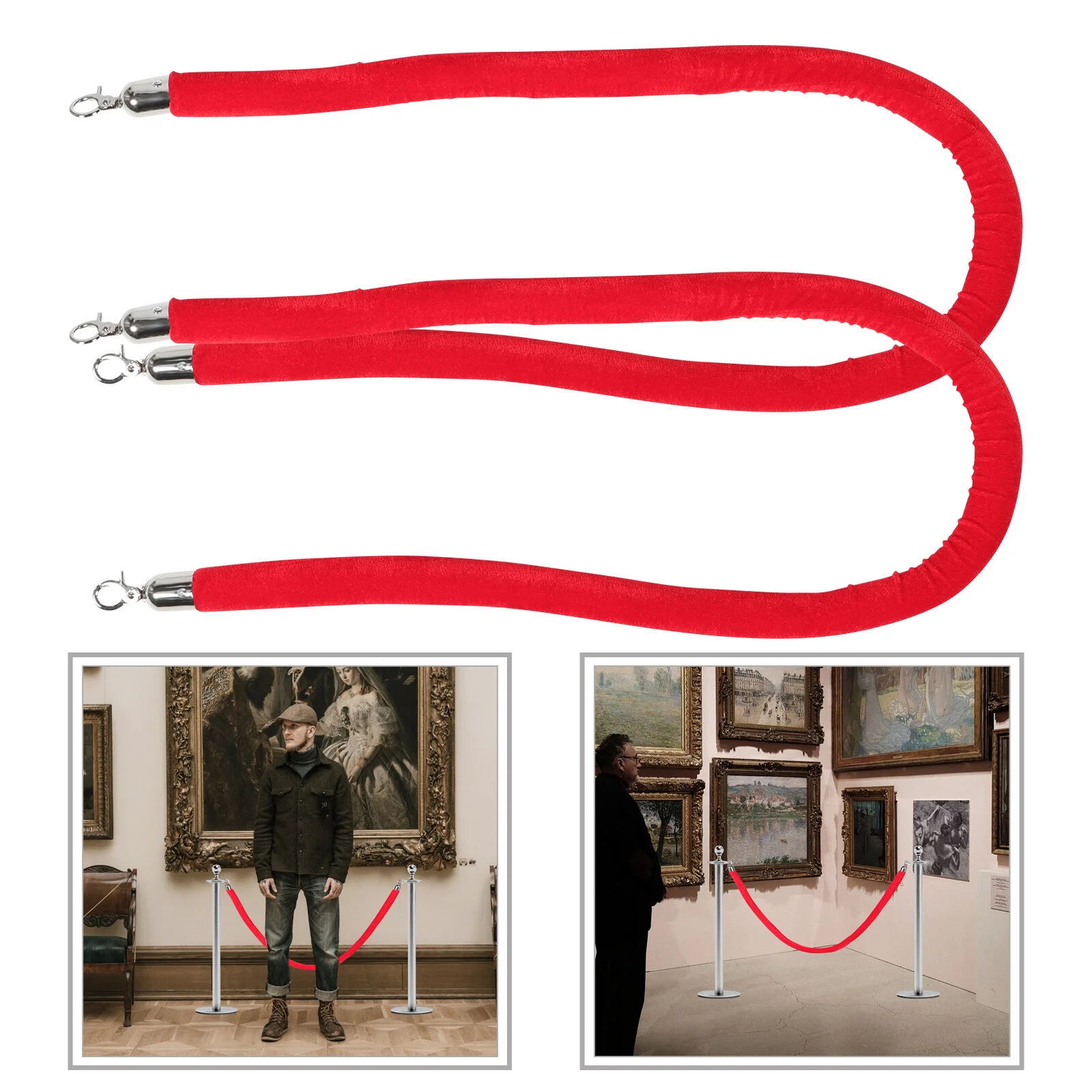 

Railing Seat Zip Ties Clear Crowd Control Barrier Rope Stanchion Ropes Velour Hook Red