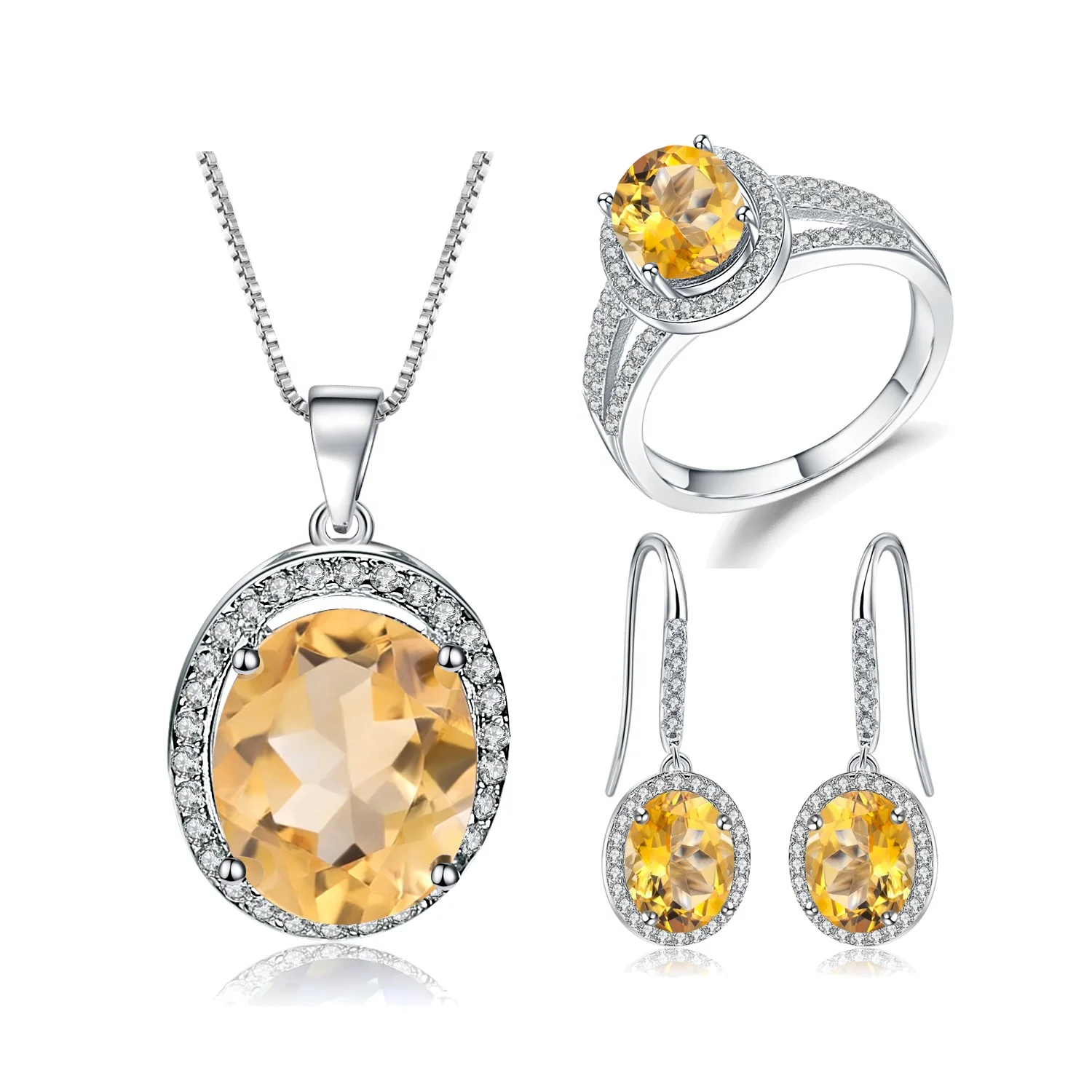 Серьги и кольцо из серебра 925 пробы с фианитом