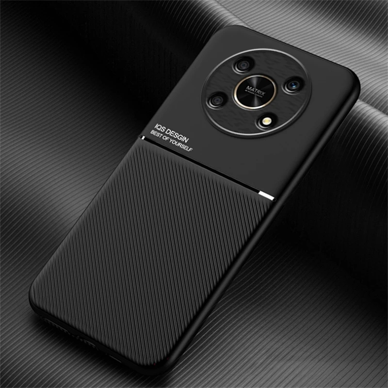 For Honor X9 5G Case Magnetic Car Holder Texture Leather Phone Case For Honar Honer X9 X 9 HonorX9 2022 Soft Silicone Back Cover