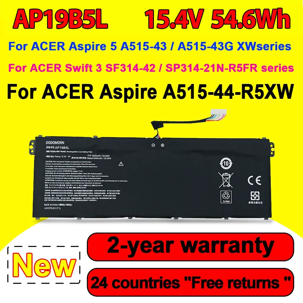 

New AP19B5L Laptop Battery For ACER Aspire 5 A515-43 / Swift 3 SF314-42 / Vero AV15-51 / Aspire A515-44-R5XW Series 54.6Wh