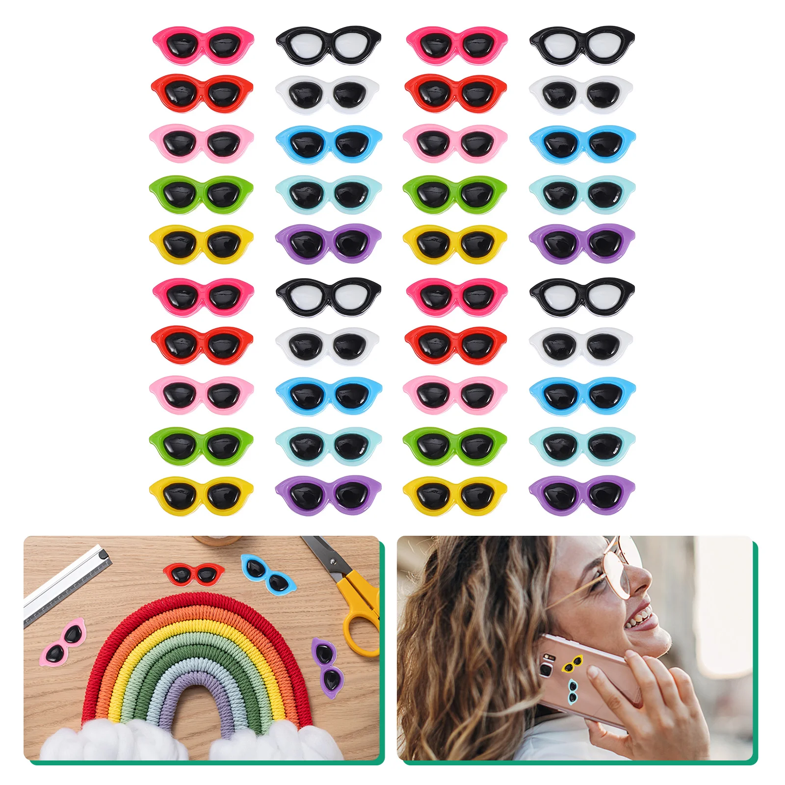 

40Pcs Sunglasses Crafts DIY Case Accessories Colorful Resin Sunglasses Charm Exquisite Drip Oil Craft Sunglasses Decoration for