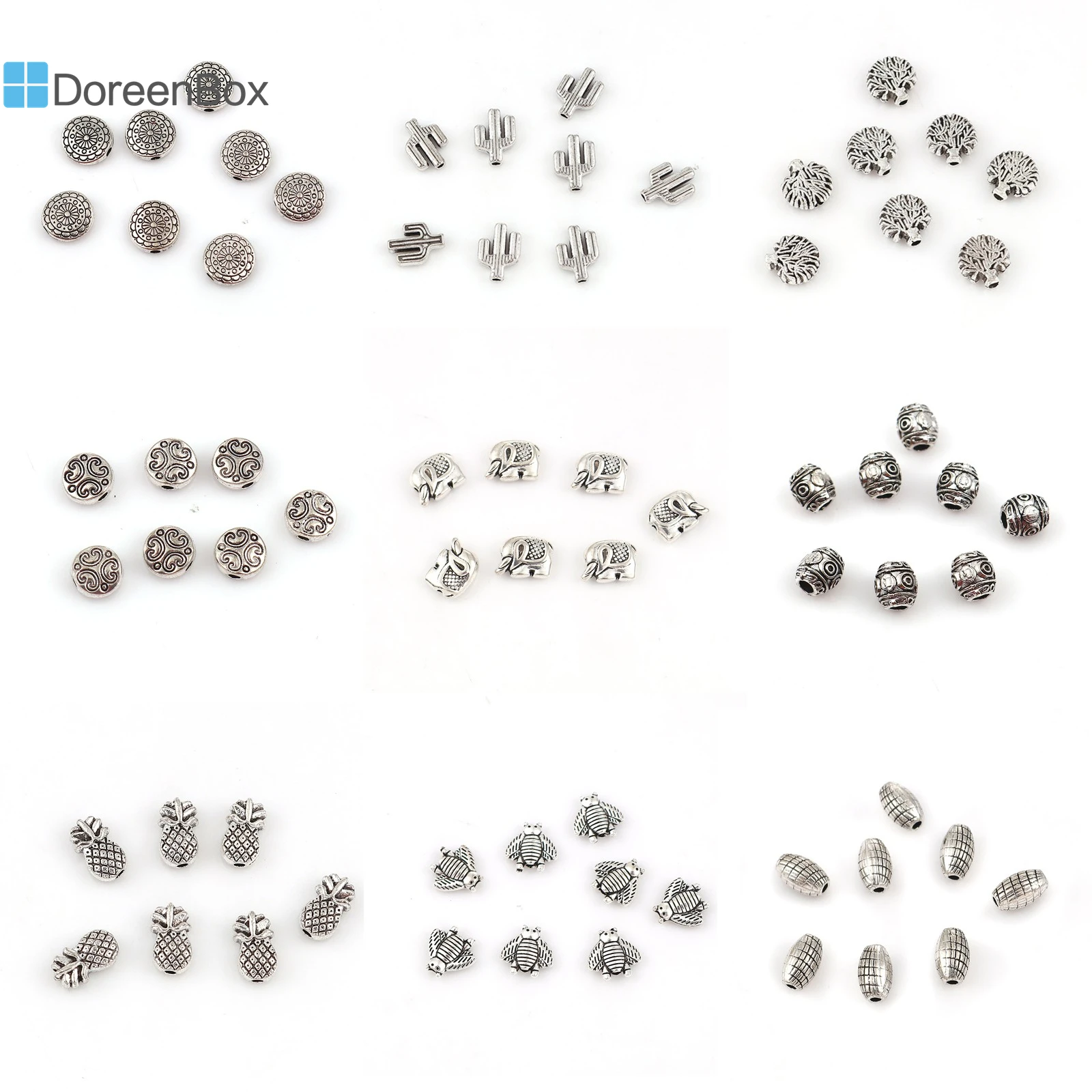 

20 30 50 100 200PCs Vintage Loose Spacer Beads PineappleAnanas Fruit Antique Silver Beads for DIY Bracelet Necklace Jewelry