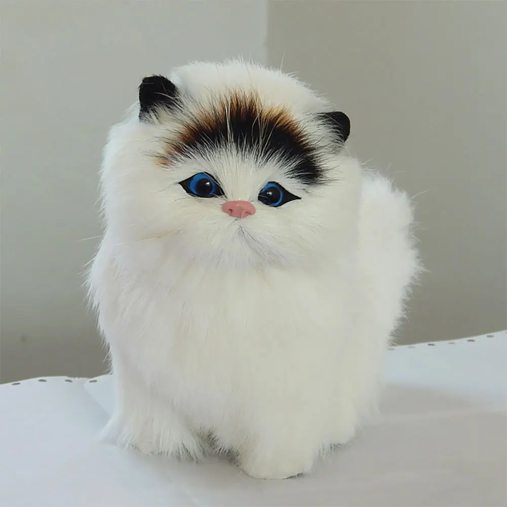 

Simulation Mini Cat Creative Imitation Cat Ornaments Home Decoration Cute Plush Cats with Sound Children Birthday Gifts #16cm