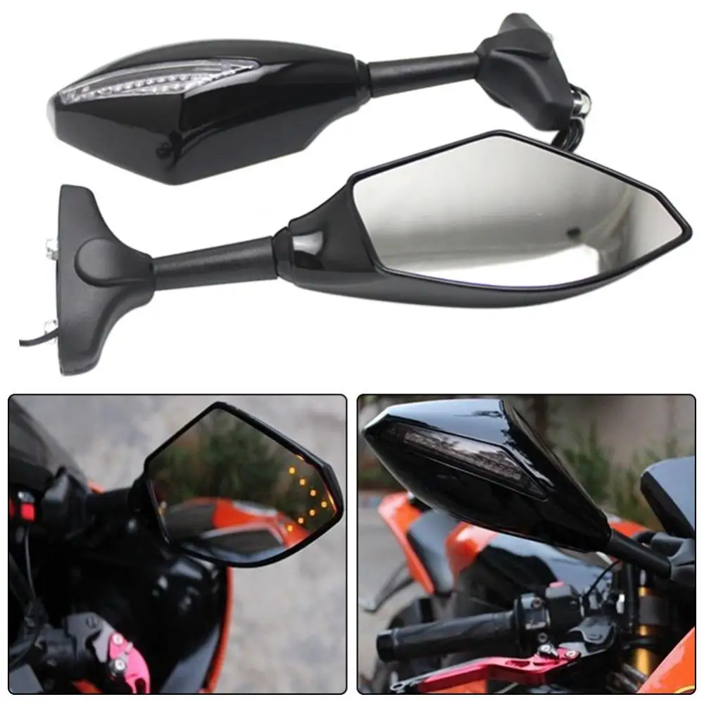 

Rearview Mirror Handlebar Mount 2Pcs Motorcycle with LED Turn Signal Lights