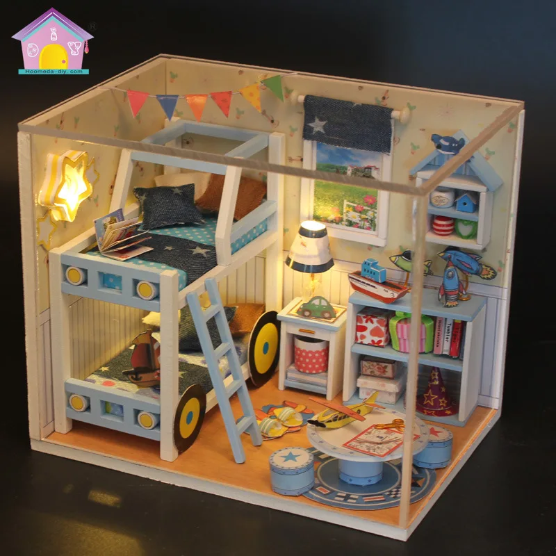 Bedroom Casa Wooden Doll Houses Miniature Building Kit With Furniture Assembly Toys For Friends Gifts