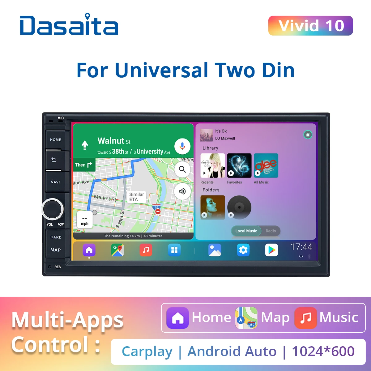 

Автомобильная магнитола Dasaita, автомагнитола на Android 10, сенсорный экран 7 дюймов, 2 Din, DSP 1024*600 IPS Bluetooth Apple Carplay Android авто