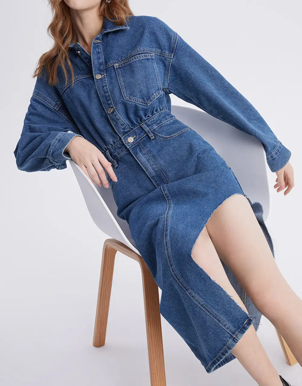 

Asymmetrical Hem Denim Dress