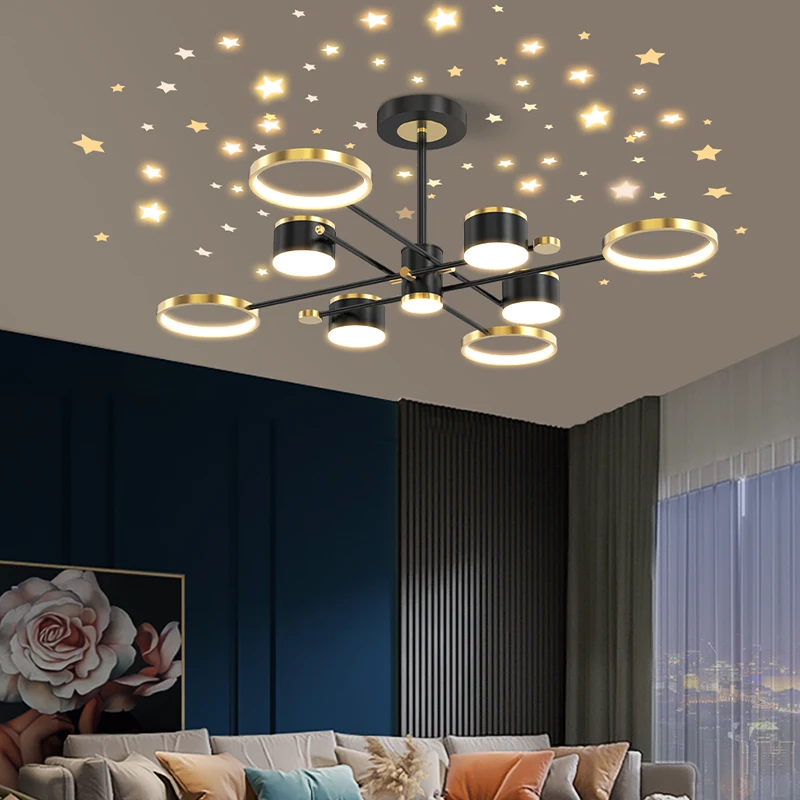 

Modern Led Chandelier for Living Room Adjustable Ceiling Chandelier for Bedroom Indoor Decor Ceiling Lights with Remote Control