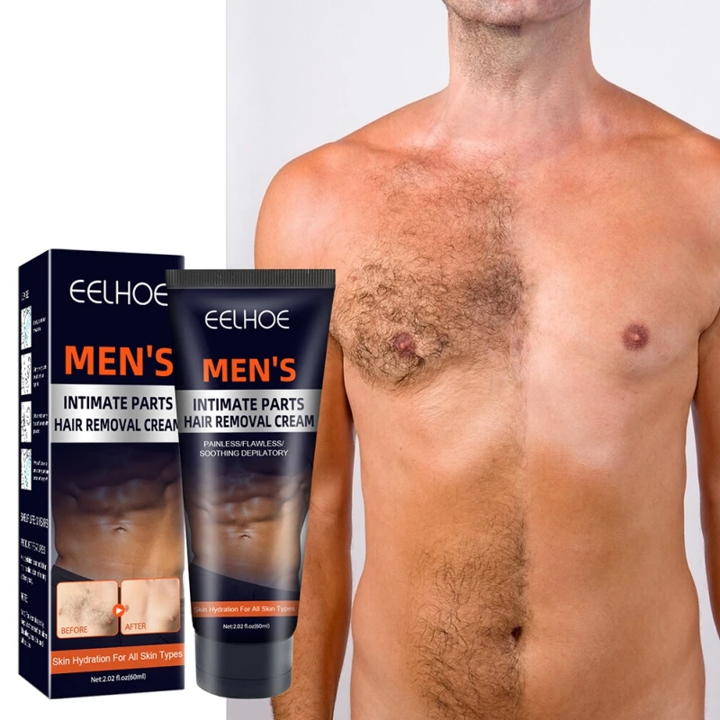 Crema de depilación para hombres, 60ml, partes íntimas masculinas, hidratante para el...